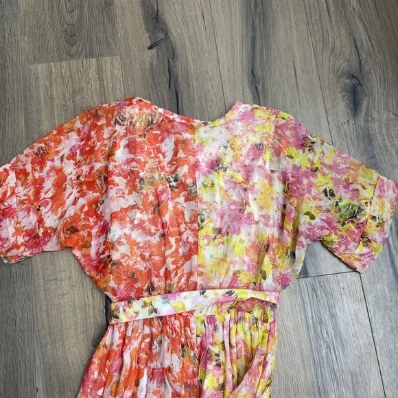 NEW ROCOCO SAND Size XS Nesh Mix Floral V Neck Maxi Dress Orange Yellow $398 - Picture 9 of 9